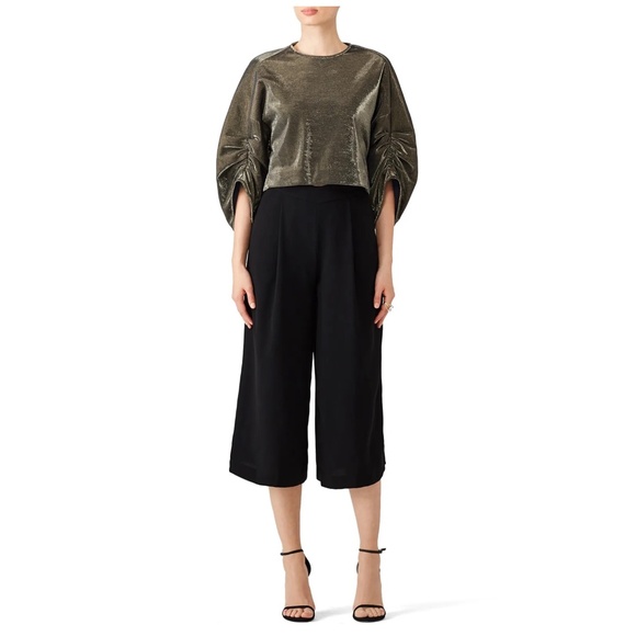 Tibi Lurex Shirred Metallic Sparkly Top - Holidays Party - Gold - Size S or M - Picture 1 of 6